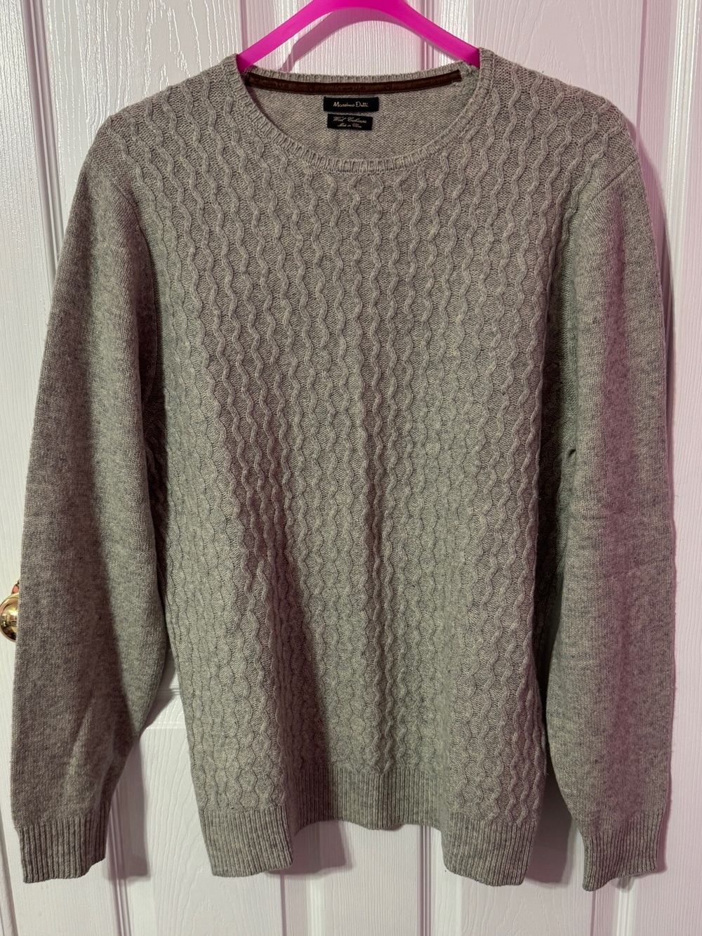 Massimo Dutti Gray Cable‑Knit Crewneck Sweater